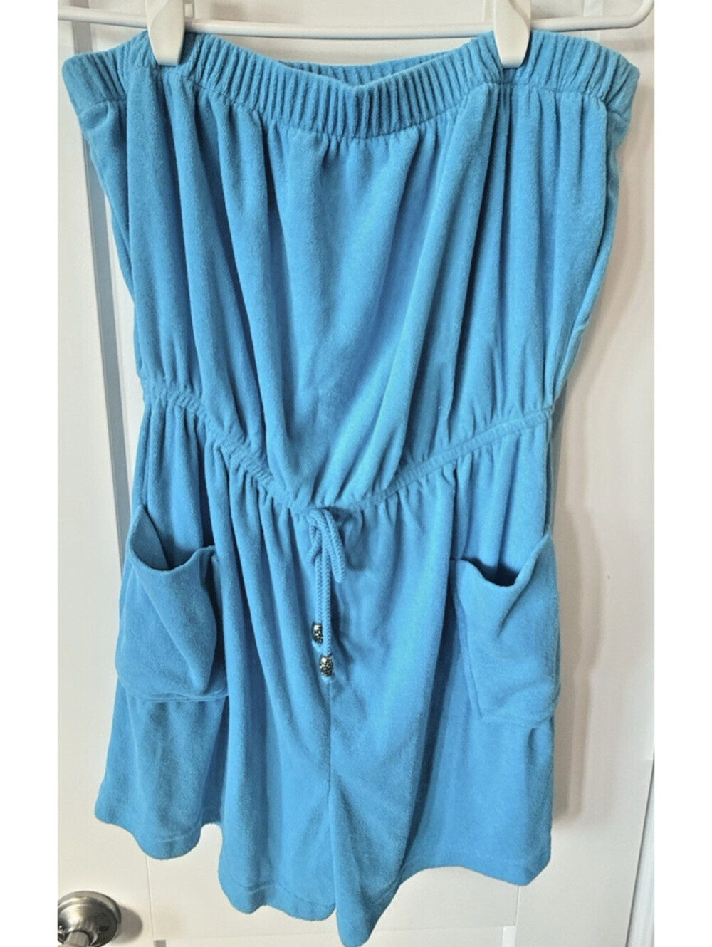 Vtg Vanity Fair Blue Terry Cloth One Piece Romper Jumper Summer Tube Top